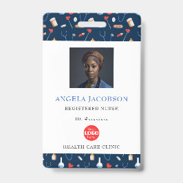 Blue Registered Nurse Healthcare Logo Badge
