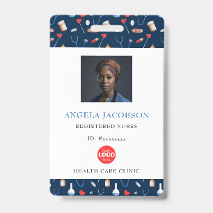 Blue Registered Nurse Healthcare Logo Badge