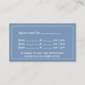 Blue Registered Psychologist Appointment Card Afsprakenkaartje (Achterkant)