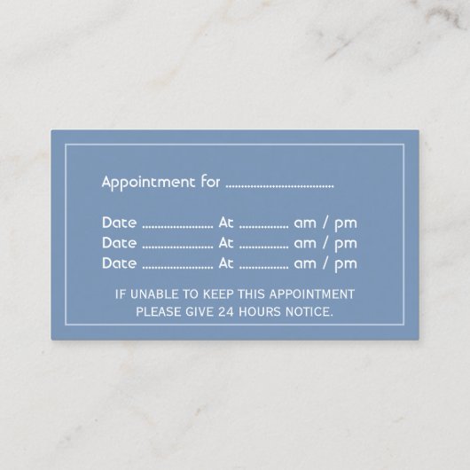 Blue Registered Psychologist Appointment Card Afsprakenkaartje (Achterkant)