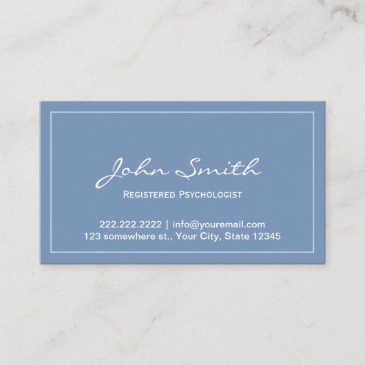 Blue Registered Psychologist Appointment Card Afsprakenkaartje (Voorkant)