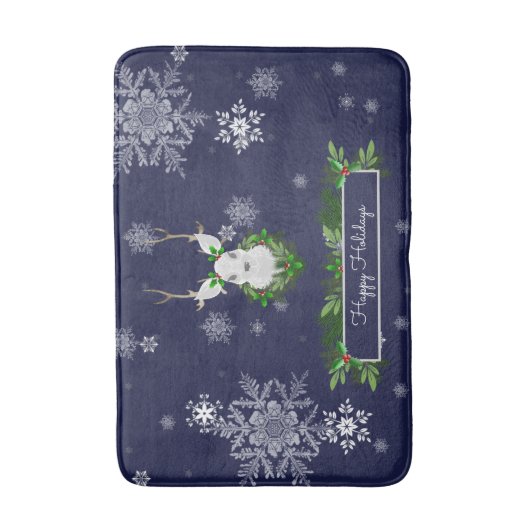 Blue Reindeer Bath Mat (Voorkant Verticaal)