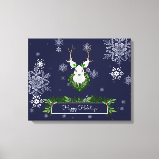 Blue Reindeer Canvas Print (Voorkant)