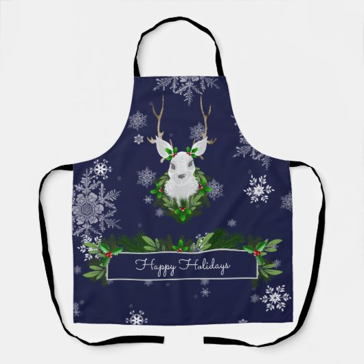 Blue Reindeer Christmas Schort (Voorkant)