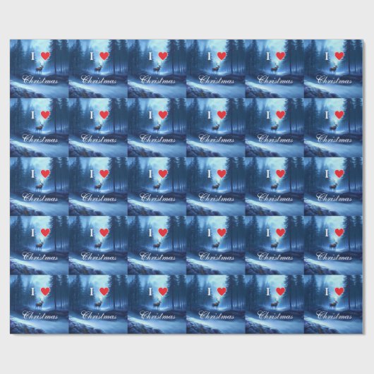 Blue Reindeer Custom Christmas Cadeaupapier (Vlak)