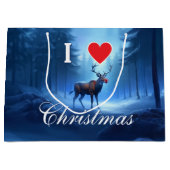 Blue Reindeer Custom Christmas Groot Cadeauzakje (Voorkant)