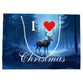 Blue Reindeer Custom Christmas Groot Cadeauzakje (Achterkant)