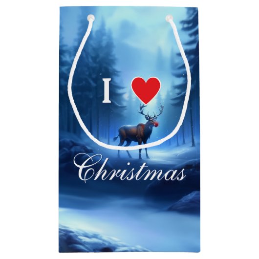 Blue Reindeer Custom Christmas Klein Cadeauzakje (Achterkant)