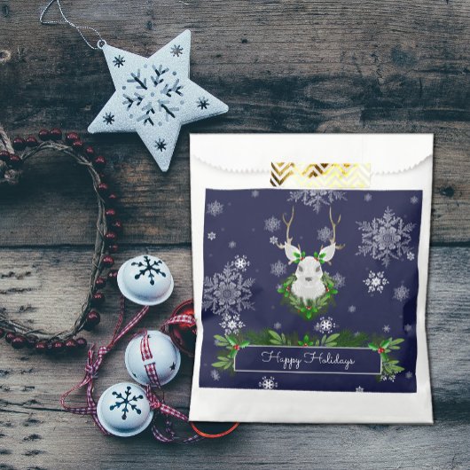 Blue Reindeer Favor Bag Bedankzakje