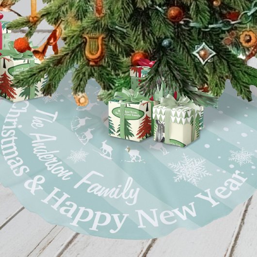 Blue Reindeer Forest kerst op maat Imitatie Linnen Kerstboom Rok