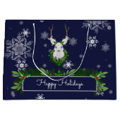 Blue Reindeer Gift Bag Groot Cadeauzakje (Voorkant)