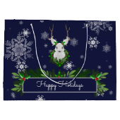 Blue Reindeer Gift Bag Groot Cadeauzakje (Achterkant)