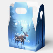 Blue Reindeer Happy Holidays Family Party Bedankdoosjes (Geopend)