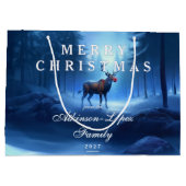 Blue Reindeer Merry Christmas Family Groot Cadeauzakje (Achterkant)