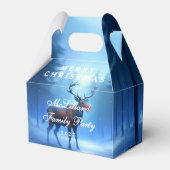 Blue Reindeer Merry Christmas Family Party Bedankdoosjes (Voorkant Zijde)