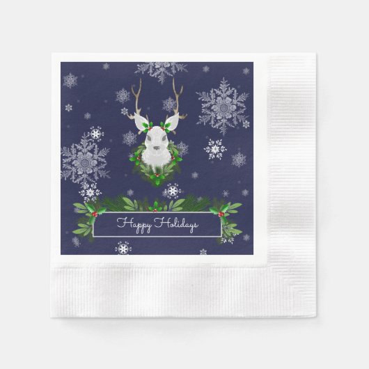 Blue Reindeer Paper Napkin Servet (Voorkant)