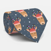 Blue Reindeer Rustic Cute Whimsical Fun Holiday Stropdas (Opgerold)