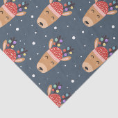 Blue Reindeer Rustic Cute Whimsical Fun Holiday Tissuepapier (Detail)