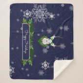 Blue Reindeer Sherpa Blanket Deken (Voorkant)