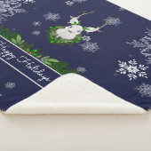 Blue Reindeer Sherpa Blanket Deken (3/4)
