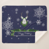 Blue Reindeer Sherpa Blanket Sherpa Deken (Voorkant (horizontaal))