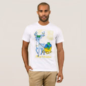 Blue Reindeer & Sleigh Merry Christmas Men's T-shirt (Voorkant volledig)