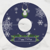 Blue Reindeer Wine Glass Tags Wijnglaslabel (Voorkant)