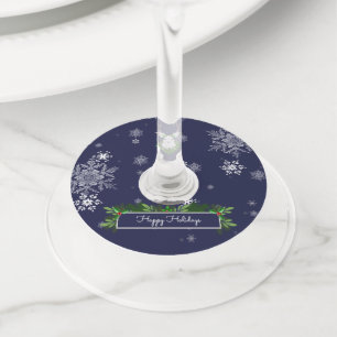 Blue Reindeer Wine Glass Tags Wijnglaslabel