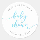 Blue Relax Script Baby shower Ronde Sticker (Voorkant)