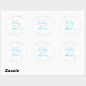 Blue Relax Script Baby shower Ronde Sticker (Vel)