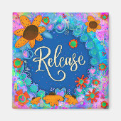 Blue Release Floral Moderne Inspirivity Magneet (Voorkant)