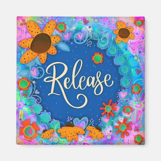 Blue Release  Floral Moderne Inspirivity Magneet (Voorkant)
