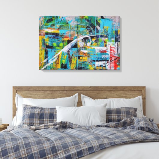 Blue Reliefs Canvas Afdruk (Insitu (Slaapkamer))