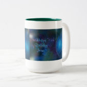 Blue Religious Gezegde Kerstversiering Tweekleurige Koffiemok (Voorkant rechts)