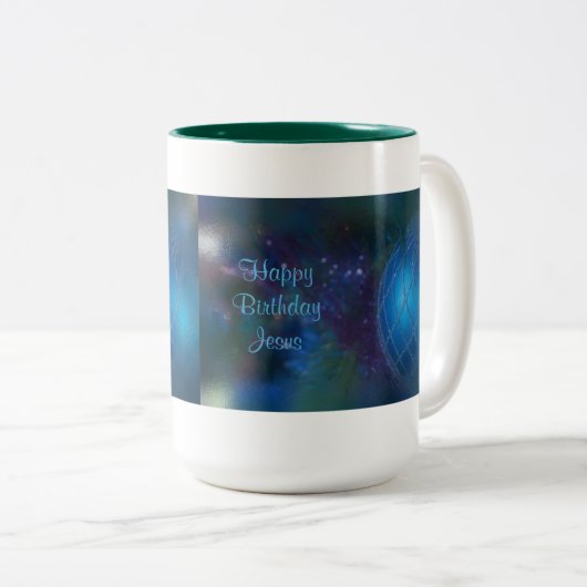 Blue Religious Gezegde Kerstversiering Tweekleurige Koffiemok (Voorkant rechts)