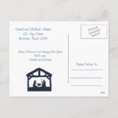 Blue Religious Nativity Christmas Wenskaart Feestdagenkaart (Achterkant)