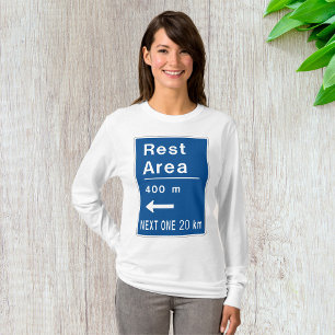 Blue Rest Area Wegwijzer Vrouwen Lange-Sleeve T-shirt