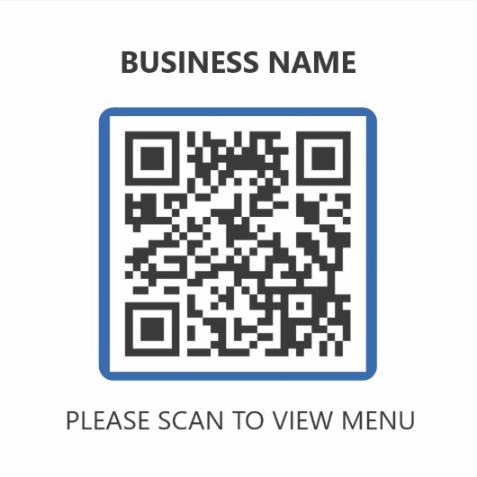 Blue Restaurant QR Code Scan for Menu Sticker (Voorkant)
