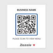 Blue Restaurant QR Code Scan for Menu Sticker (Vel)