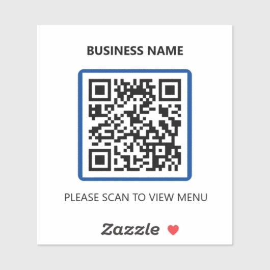 Blue Restaurant QR Code Scan for Menu Sticker (Vel)