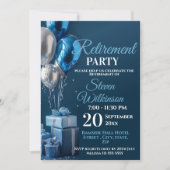 Blue Retirement Party Ballongeschenken Kaart (Voorkant)