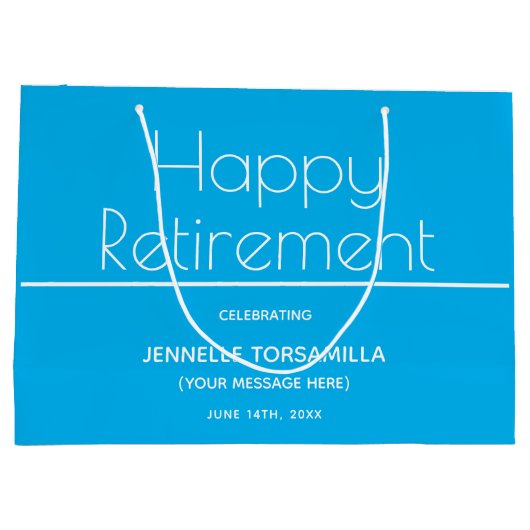 Blue Retirement Party Groot Cadeauzakje (Achterkant)