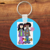 Blue Retro 1960 Hippies Sleutelhanger ~ Stroomverb (Voorkant)