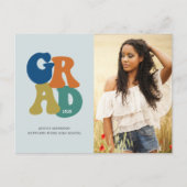 Blue Retro '70s Afstudeerder 2023 Groovy Afstudere Briefkaart (Voorkant)