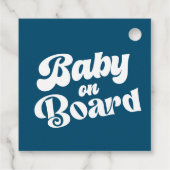 Blue Retro Baby on board Surf Baby shower Bedankjes Labels (Achterkant)
