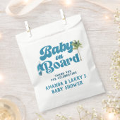 Blue Retro Baby on board Surf Baby shower Bedankzakje (Geknipt)