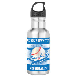 Blue Retro Baseball Style Waterfles