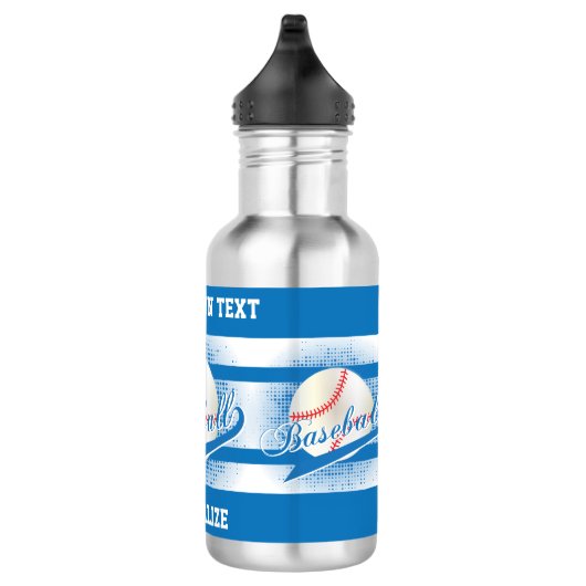 Blue Retro Baseball Style Waterfles (Rechts)