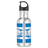 Blue Retro Baseball Style Waterfles (Achterkant)