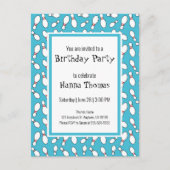 Blue Retro Bowling Birthday Invitation Briefkaart (Voorkant)